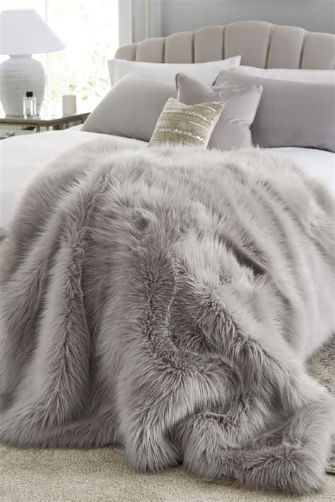 Buy Grey Long Faux Fur Throw from Next Ireland