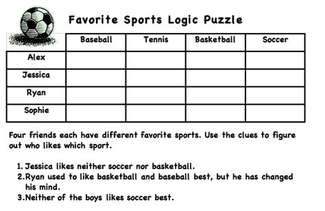 Printable Logic Puzzles With Clues