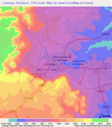 Elevation of Lubango,Angola Elevation Map, Topography, Contour