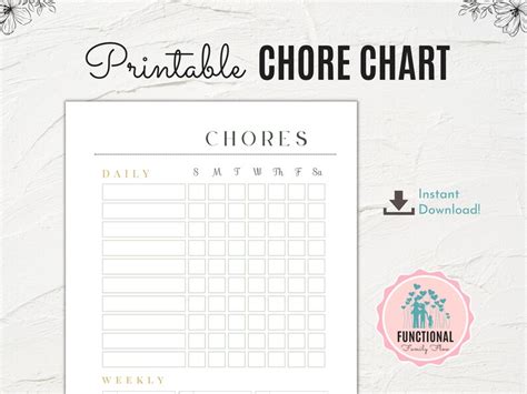 Weekly Chores Checklist Printable Family Household Chores - Etsy