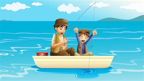 A father and a son fishing 525199 Vector Art at Vecteezy