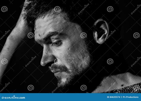 Young Man, Sad Emotions, Black and White Photography Stock Photo - Image of face, confident ...