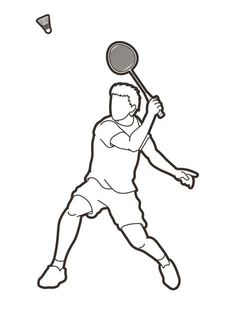 Download Badminton Male Player Outline for free | Sports drawings ...