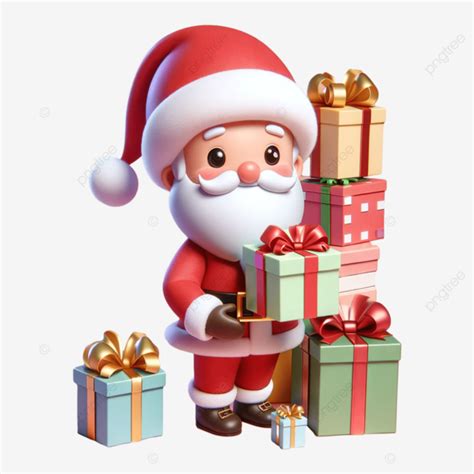 Santa Claus Delivering Gifts Cartoon 3d, Santa Clipart, Cartoon Clipart ...