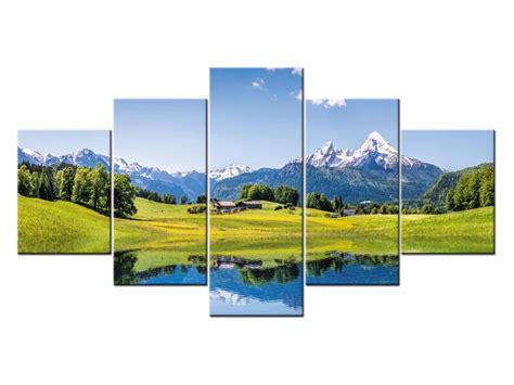 Framed 5 Panel Lake scenery series Wall Art Oil Painting On Canvas ...