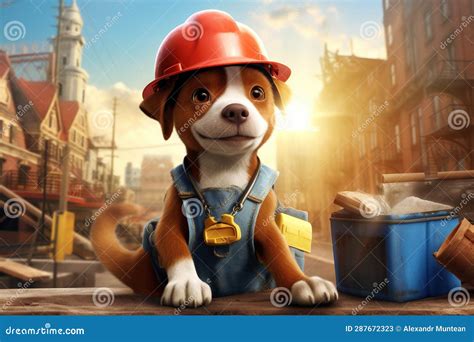 Dog in Hard Hat, Happy Labor Day Concept. Stock Illustration - Illustration of helmet, labor ...