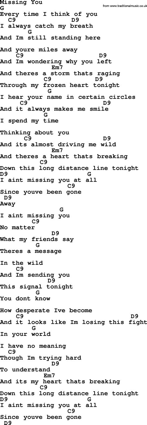 Missing You - Bluegrass lyrics with chords