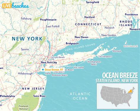 Map of Ocean Breeze, New York - Live Beaches