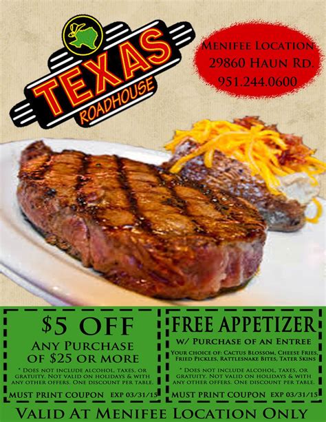 Texas Roadhouse Printable Coupons Free Appetizer - Free Printable