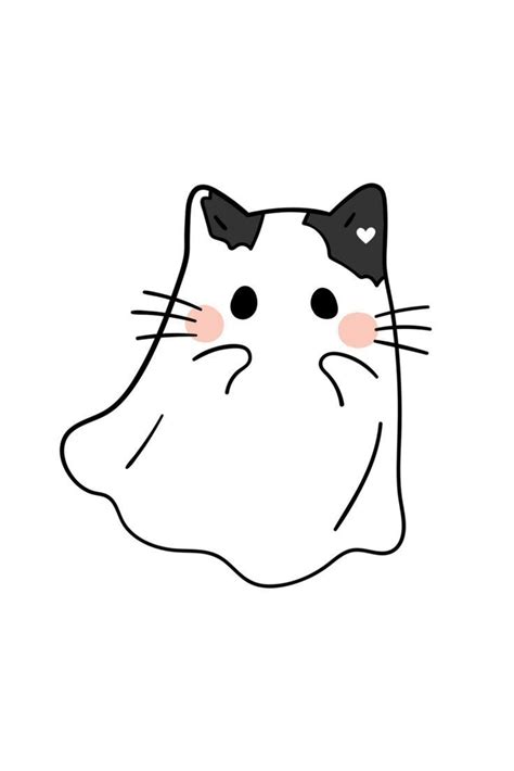 Cat Ghost for Halloween | Cute halloween drawings, Cute drawings, Cute ...