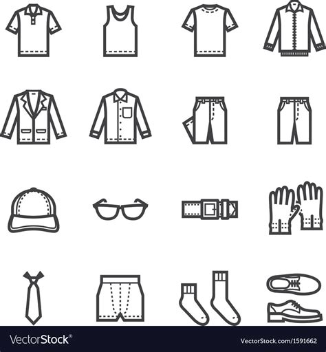 Men clothing icons Royalty Free Vector Image - VectorStock