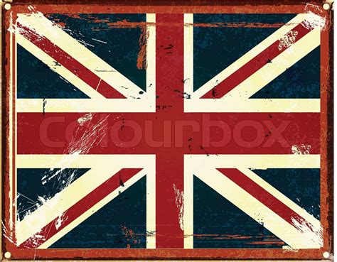 vintage style tin sign with the British Flag | Stock vector | Colourbox