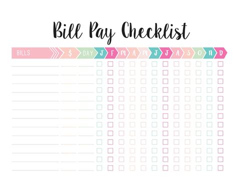 Free Printable Bill Pay Checklist Template & Monthly [Word, Excel]