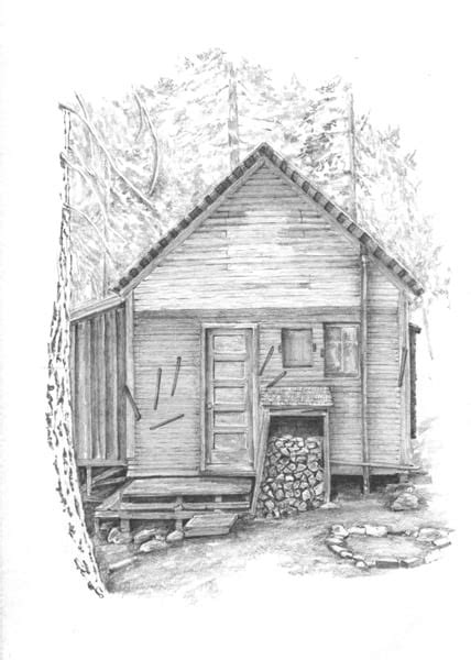 Mineral King Cabin Pencil Drawings For Sale Now | Cabin Art