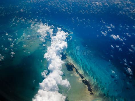 Aerial View of Caribbean Island Chain Stock Photo - Image of clouds ...