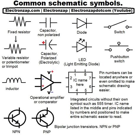 Common electronics component schematic symbols. | Learn a new language, Electrical symbols ...