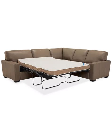 Furniture Ennia 2-Pc. Leather Full Sleeper Sectional Sofa, Created for ...