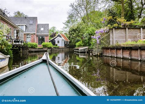 Boat View of Rural Canal Town in North Holland Stock Image - Image of ...