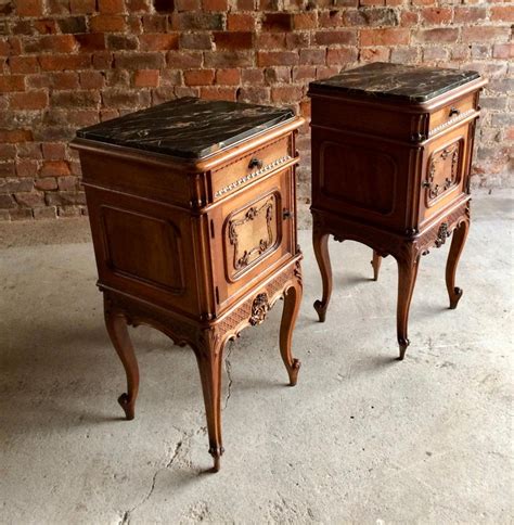 Stunning Antique French Bedside Tables Nightstands Marble Pair ...