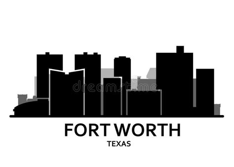 Silhouette of Fort Worth Skyline - Fort Worth Panorama Stock Vector ...