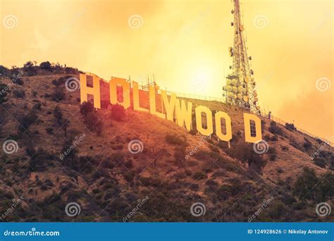 The World Famous Landmark Hollywood Sign during Sunset in Los Angeles ...