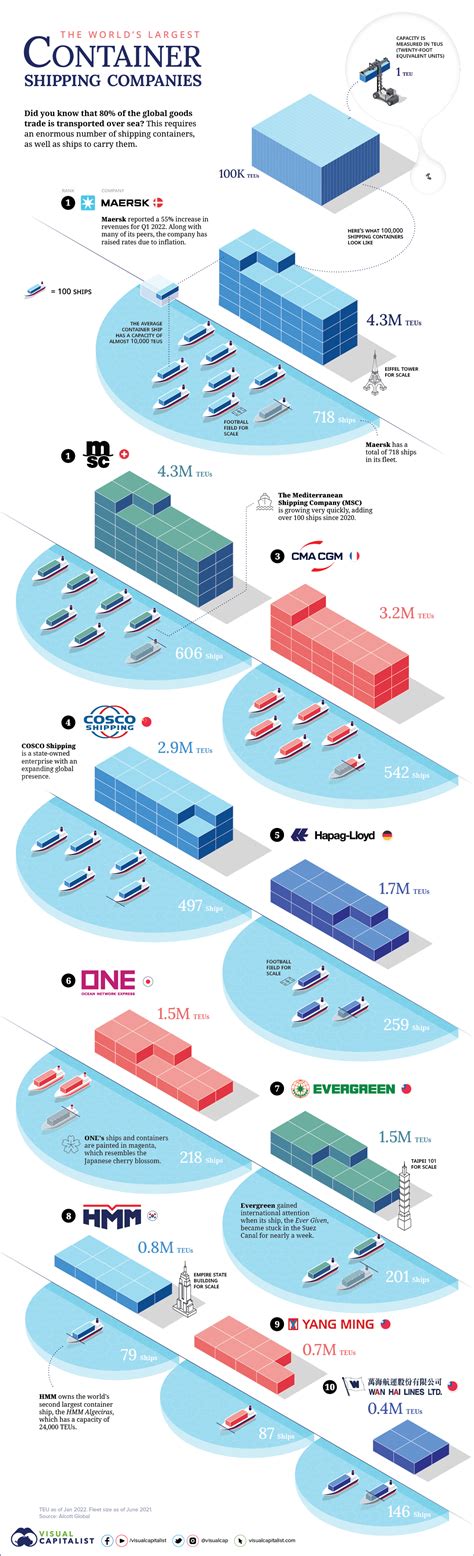 Visual Capitalist : Visualizing the World’s Largest Container Shipping Companies - eBlue Economy