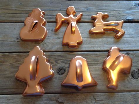 Vintage Copper Coated Christmas Cookie Cutters With Handles , Set Of 6 ...