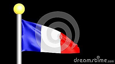 French Flag Waving on Black Background - 3D Rendering Video Stock Video - Video of study ...