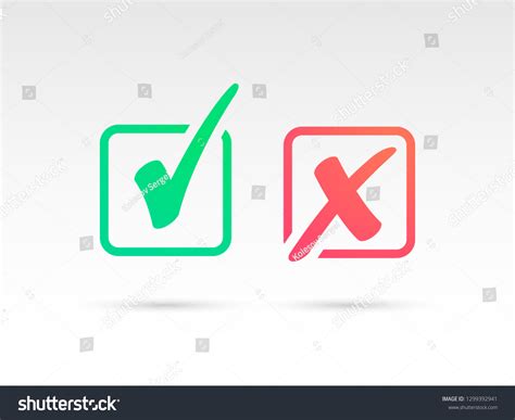 Set Green Check Mark Icon Red Stock Vector (Royalty Free) 1299392941 ...