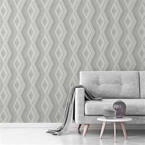 M1580 - Aura Silver Geometric Wallpaper - by Crown