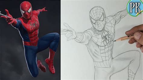 How to draw Tobey Maguire spiderman || full outline Tutorial /very easy ...