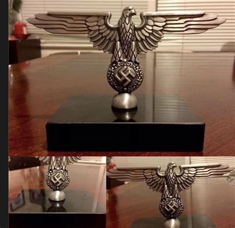 GERMAN WW2 EAGLE DESK STATUE/MARBLE BASE