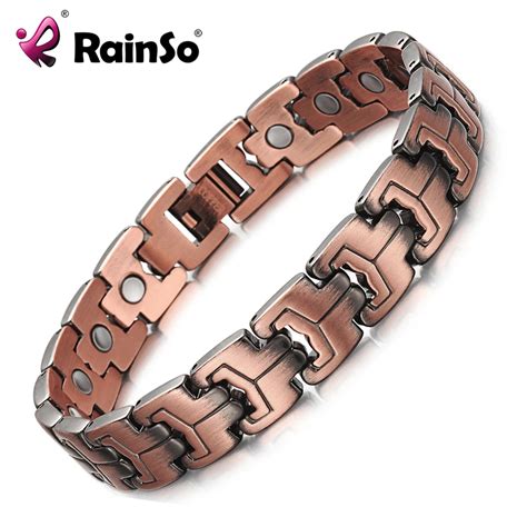 RainSo Men Magnetic Bracelets Red Copper Arthritis Therapy Health Care Bracelets Fashion ...