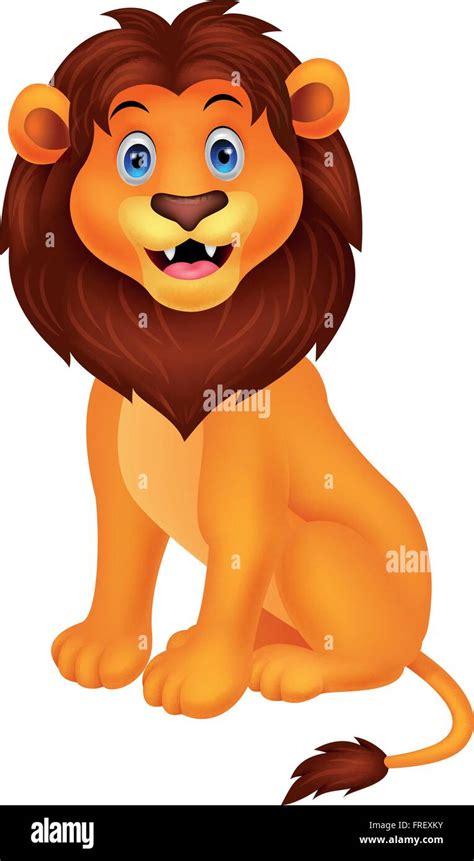 Cartoon happy lion sitting Stock Vector Image & Art - Alamy