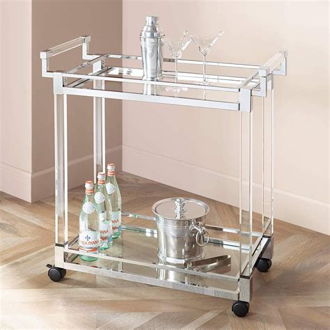 Clear Acrylic & Chrome 32 3/4" Wide Rolling Serving Bar Cart | Best ...