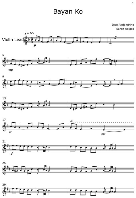 Bayan Ko - Sheet music for Violin Lead