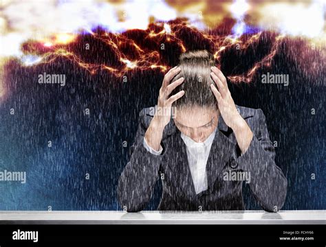 Troubled crying businesswoman with hands on head Stock Photo - Alamy