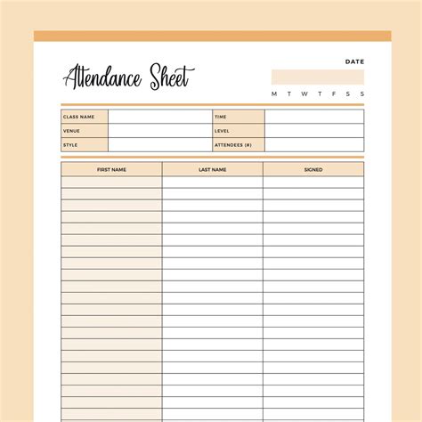 Printable Class Attendance Sheet | Instant Download PDF | A4 and US Letter – Plan Print Land