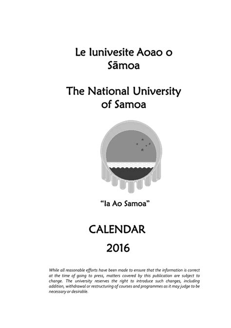 2016 - National University of Samoa