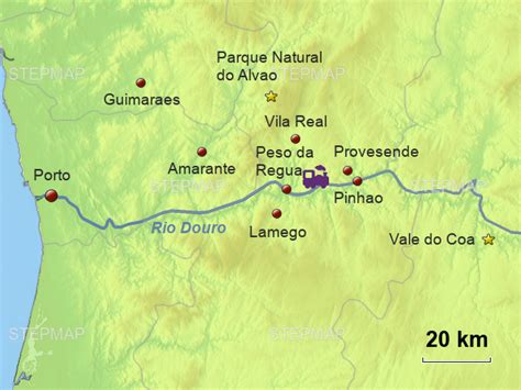 StepMap - Douro Region - Landkarte für Portugal