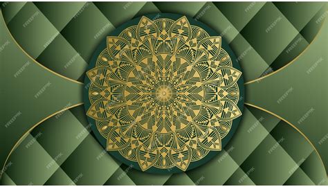 Premium Vector | A green and gold design with a gold pattern on the bottom