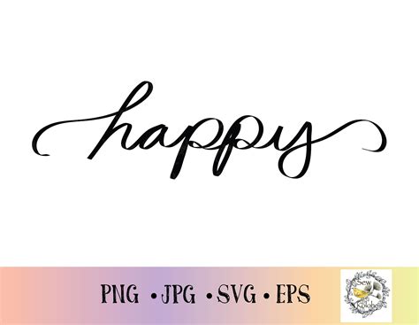 Handwritten Happy Word Art, Shape SVG, Happy PNG, Happy SVG, Cut File, Digital Download ...