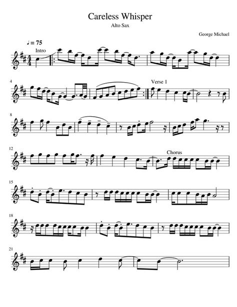 Careless Whisper Sheet Music By George Michael Saxophone