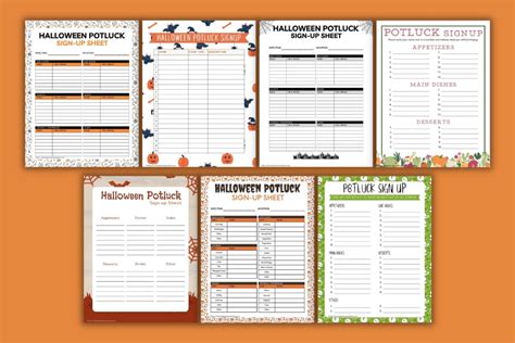 Free Printable Halloween Potluck Sign Up Sheets