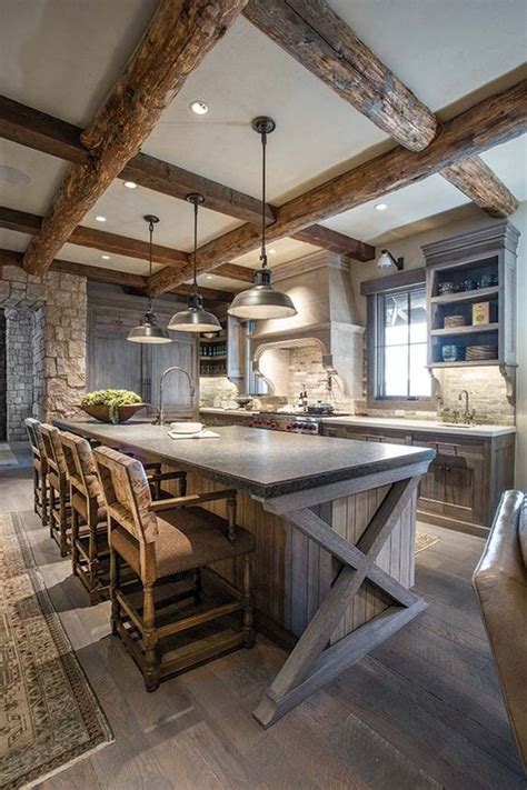 67 Inviting Kitchen Designs With Exposed Wooden Beams - DigsDigs