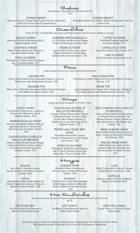 Menu at Beach House Restaurant, Finleyville