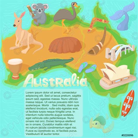 Australia map concept, cartoon style - stock vector 3220096 | Crushpixel