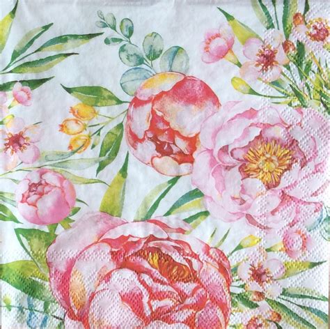 Peony Paper Napkins/floral Napkin for Scrapbooking/napkin/buttercup Napkins for Crafts/collage ...