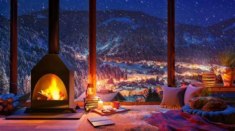 Winter Reading Bliss: Cozy Up with a Fireplace and Snowfall