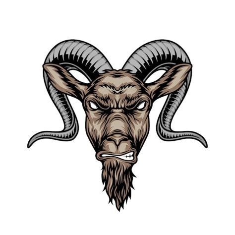 Free Vector | Colorful angry horned goat head